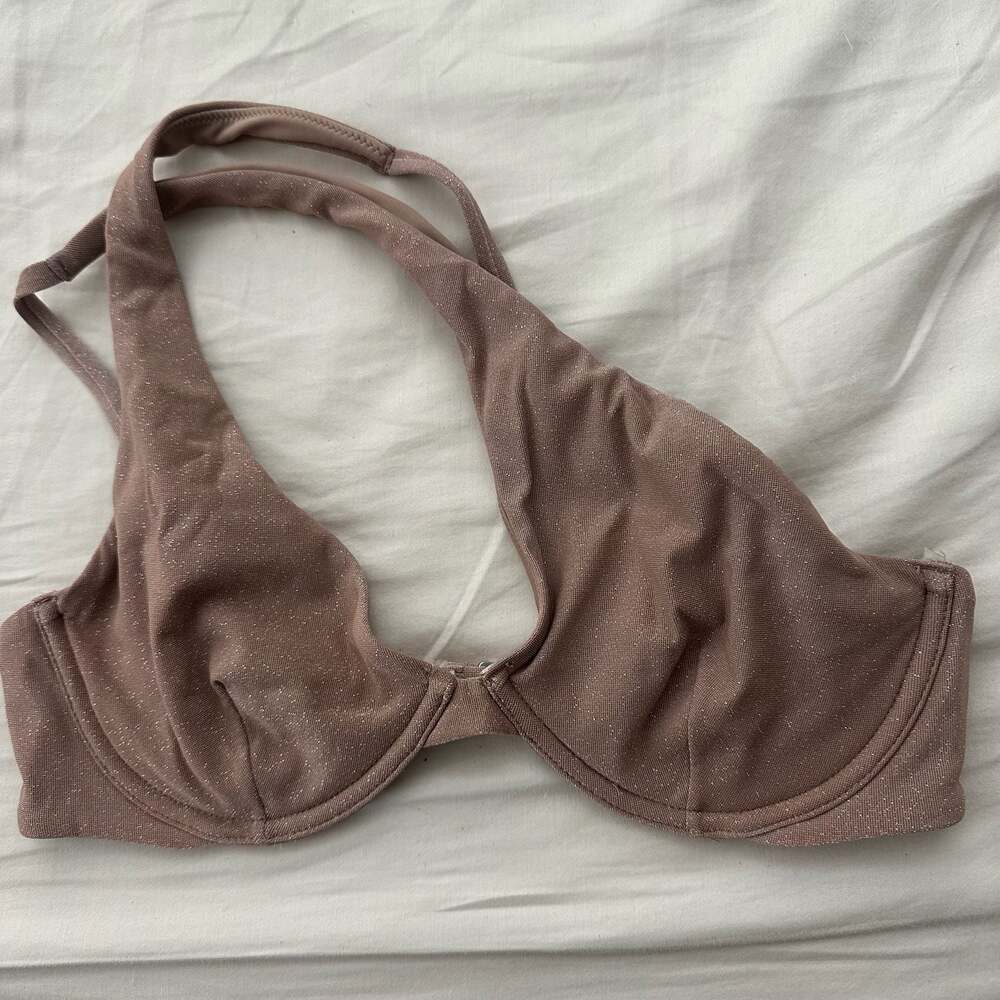 Abercrombie & Fitch Bronze Sparkle Underwire Balconette Bikini Top - Picture 2 of 7